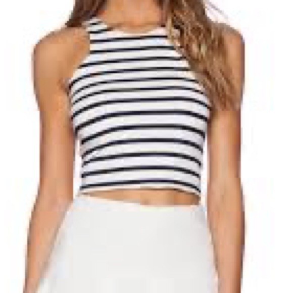 Forever 21 crop top white Blue striped size XL - Picture 1 of 9
